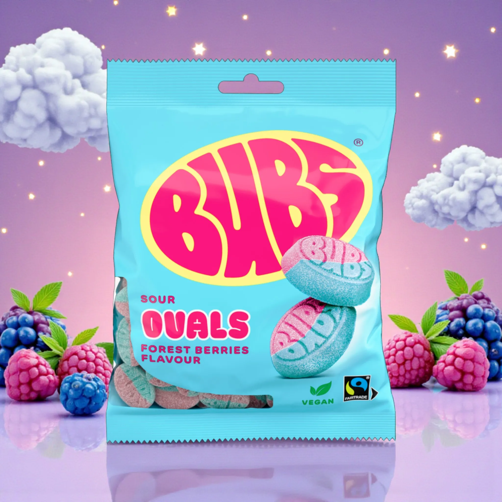 Bubs Sour Ovals Forest Berries (90g) - Bonbons Suédois
