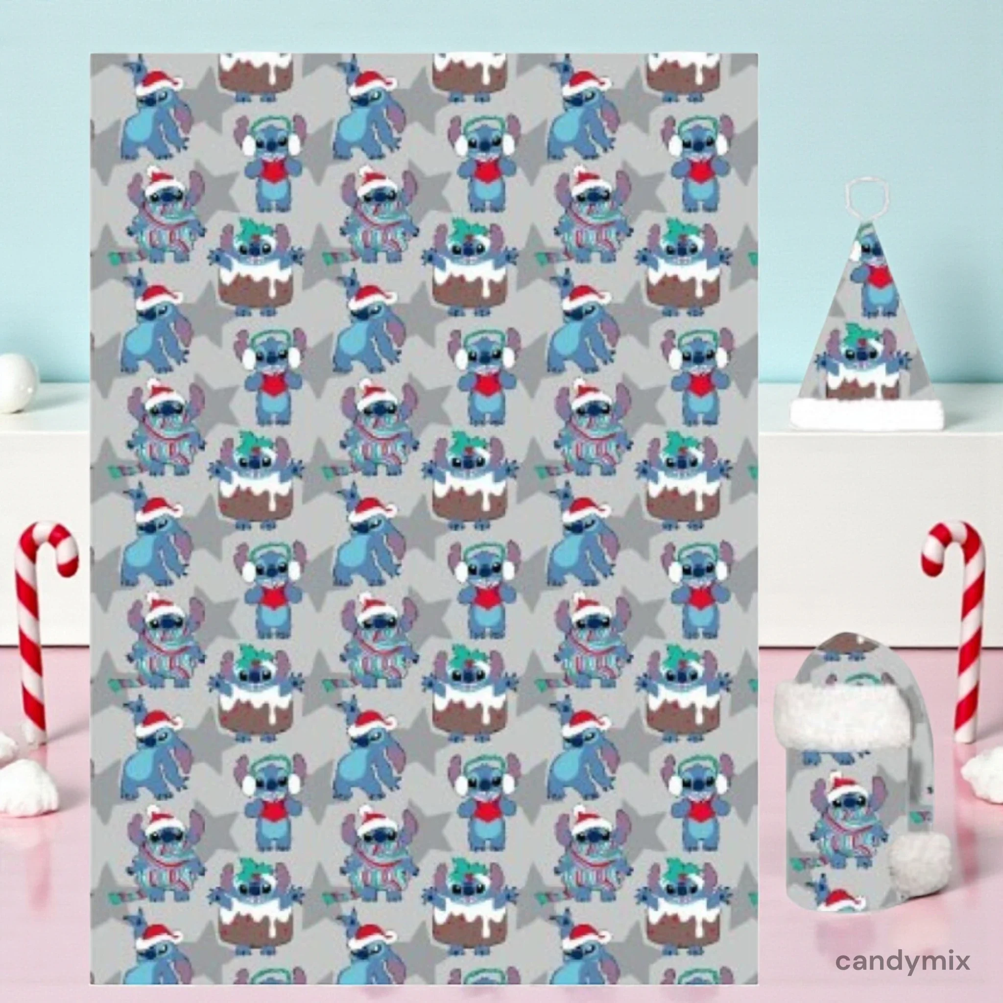 Kit Cadeau Stitch Gris | Plaid + Chapeau