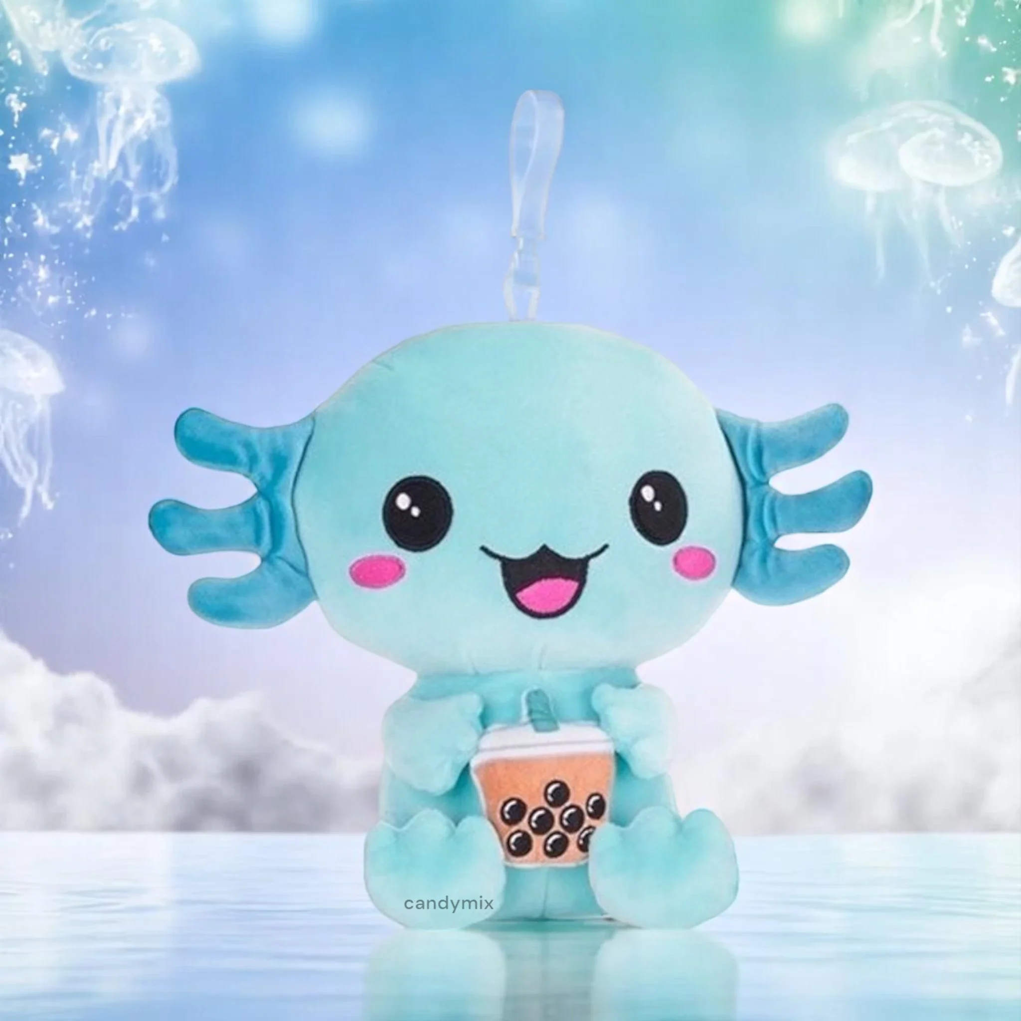 Peluche Bagclip Axoloti Turquoise 12cm